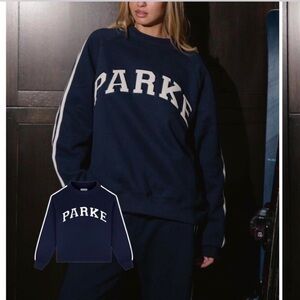 PARKE SOLD OUT FLEECE NAVY STRIPED SWEATSHIRT